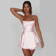 Womens Elegant Short Dress Draped Lightweight Fabric 20