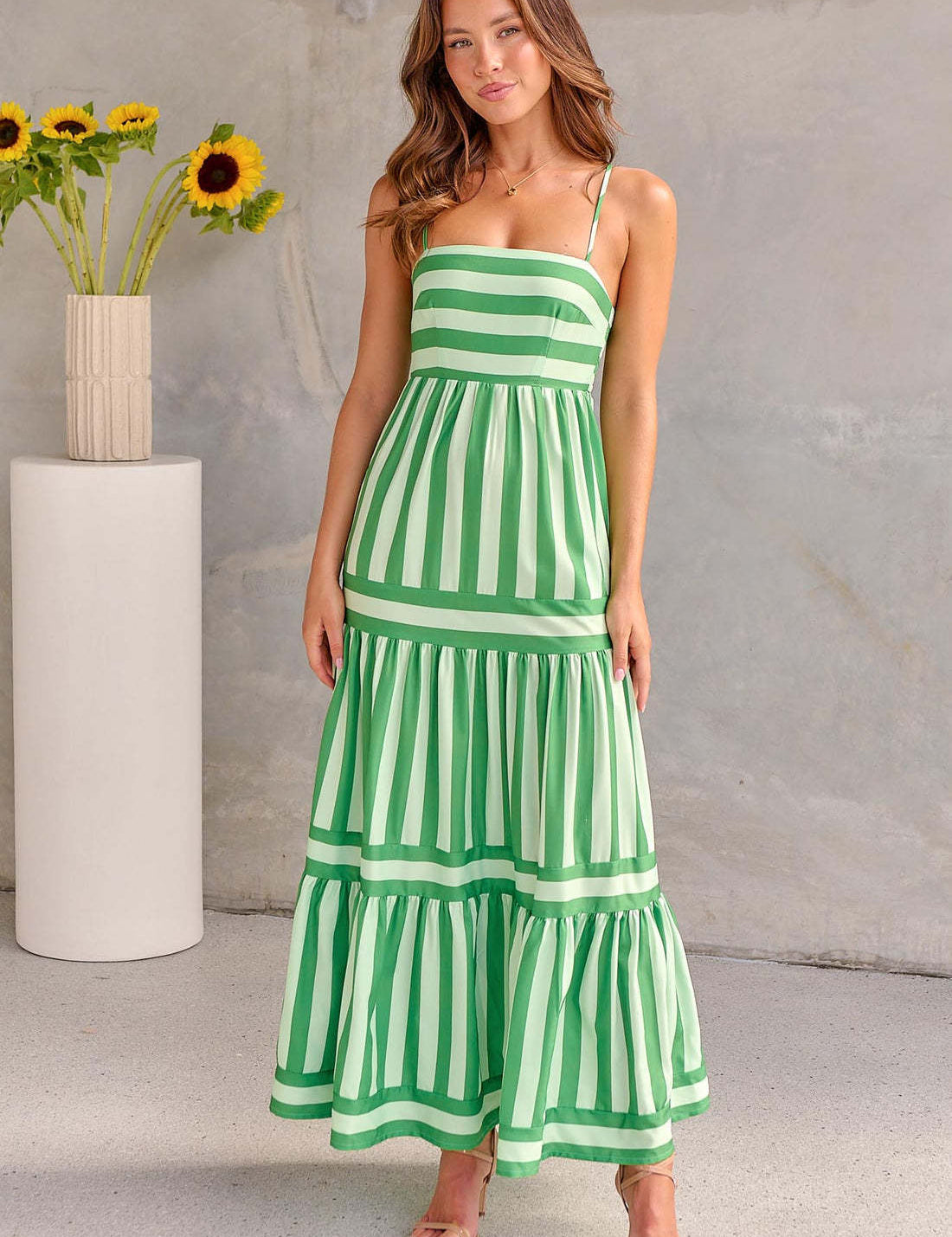Womens Striped Maxi Dress - Lightweight Summer Dress with Wrap Style and Tied Belt for Casual Outings 6