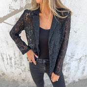 Womens Elegant Lace Blazer Shirt Stylish Fit 3