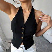 Tailored Sleeveless Jacket for Women - Modern Deep V-Neck Design in Premium Fabric, Available in Sizes S to XL 2