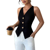 Tailored Sleeveless Jacket for Women - Modern Deep V-Neck Design in Premium Fabric, Available in Sizes S to XL 4