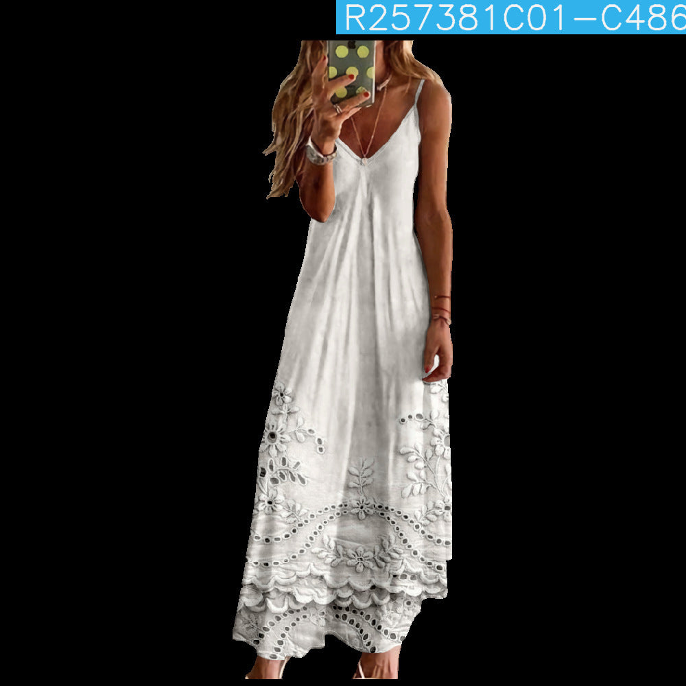 Women's Floral Texture Summer Midi Dress