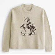 Womens Comfortable Pullover Sweater Iconic Equine Design Cotton 4