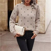 Womens Polka Dot Sweater, Casual Soft Knit with Round Neck – Elegant and Versatile for All Seasons 4