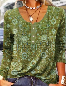 Womens Floral Print Graphic Tee with U-Neckline – Soft Cotton Blend T-Shirt for Casual and Chic Style 8