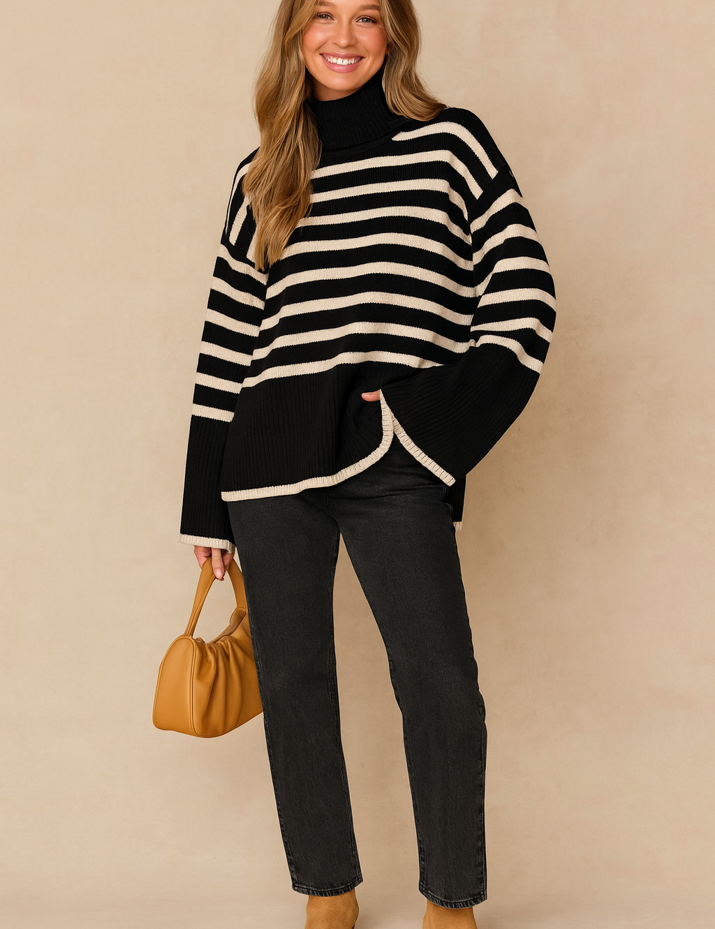 Adrianna | Striped turtleneck sweater 0