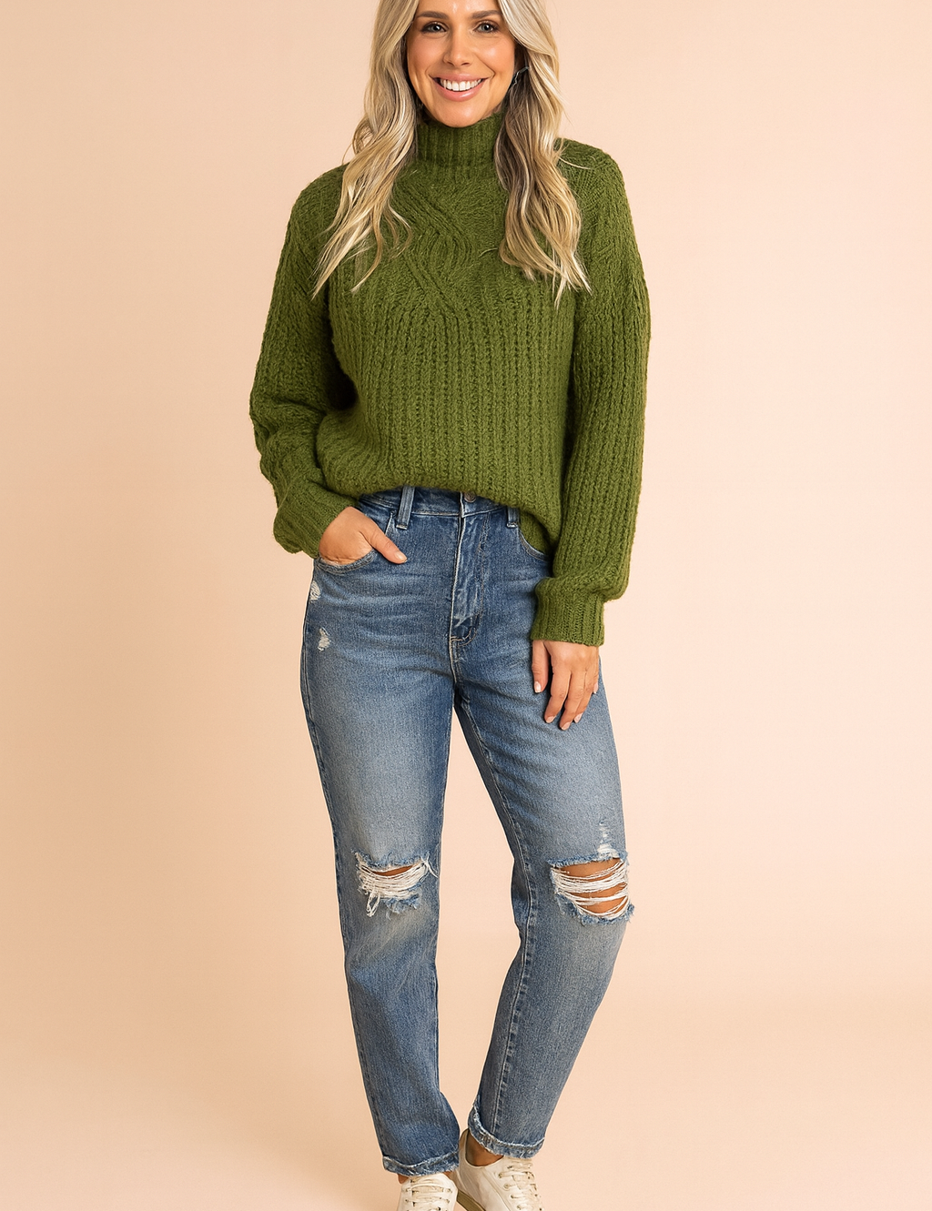 Alicja | Cable-knit turtleneck sweater 0