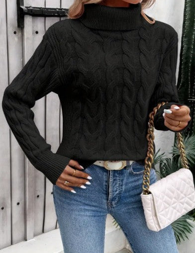 Cable Knit Turtleneck Sweater – Casual Elegance for Winter 2