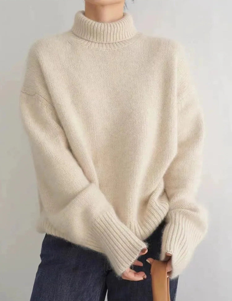 Womens Oversized Cashmere Turtleneck Sweater - Comfortable Knit for Everyday Style 20