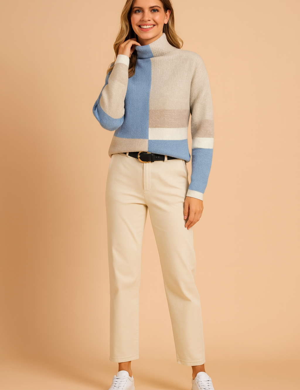 Emilia | Geometric high-neck sweater 0