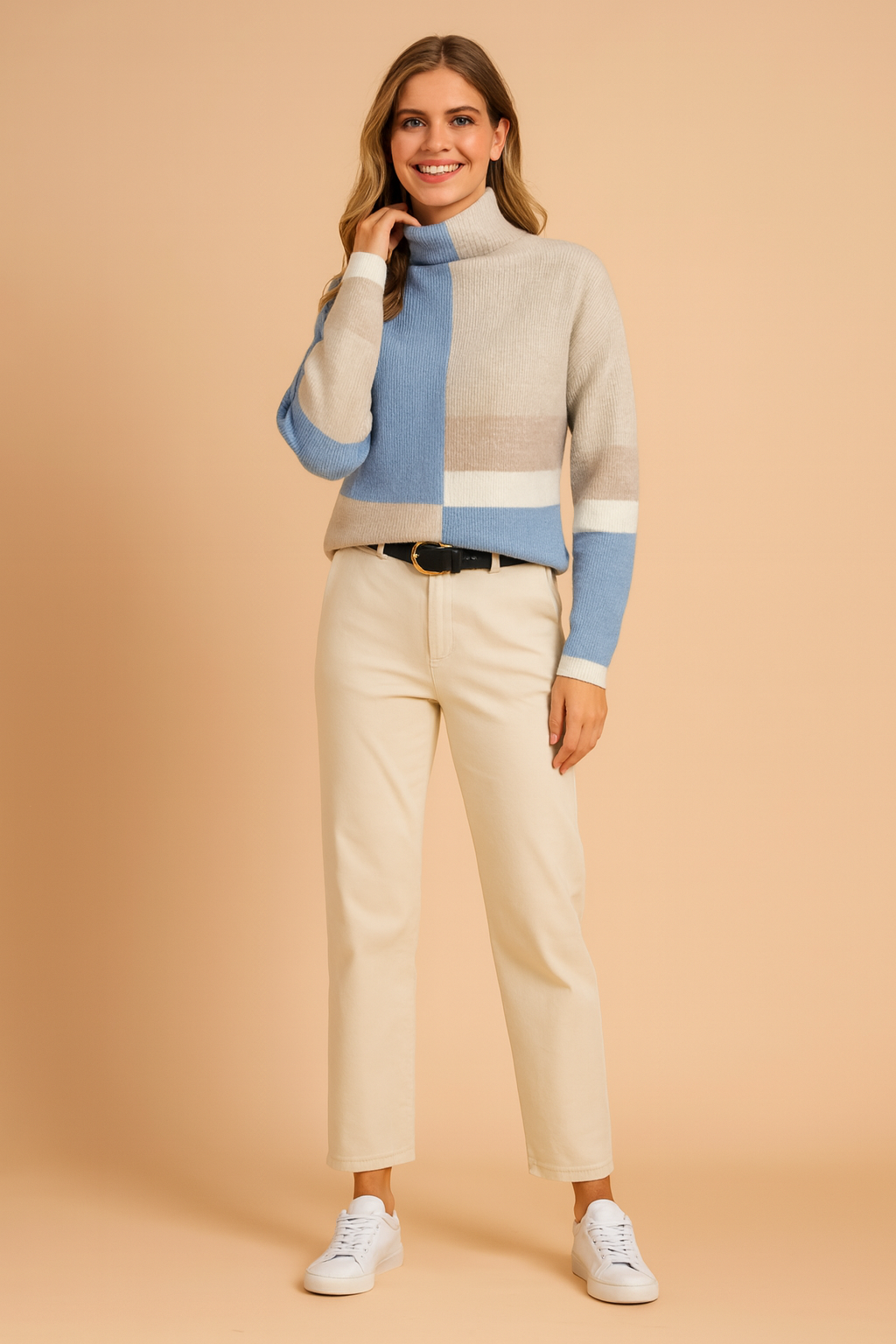 Emilia | Geometric high-neck sweater 0