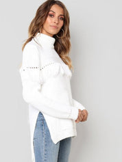 Fringed Turtleneck Sweater - Chic and Comfortable Elegance 1