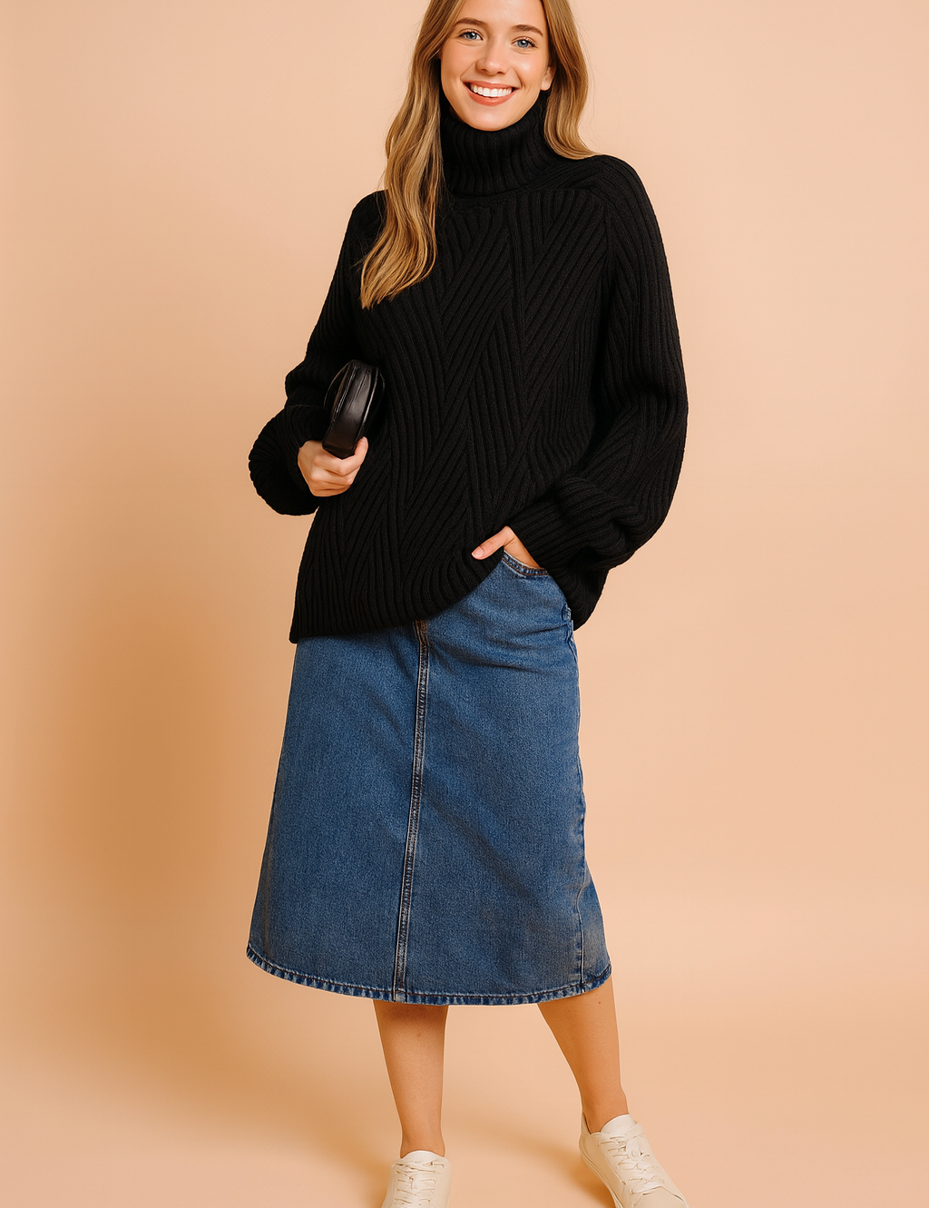 Karolina | Oversized turtleneck sweater with a geometric weave 0