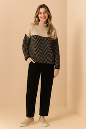 Klara | Geometric panel turtleneck sweater 0