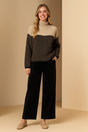 Klara | Geometric panel turtleneck sweater 1
