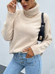 Loose-Fitting Acrylic Turtleneck Sweater - Chic and Casual 0