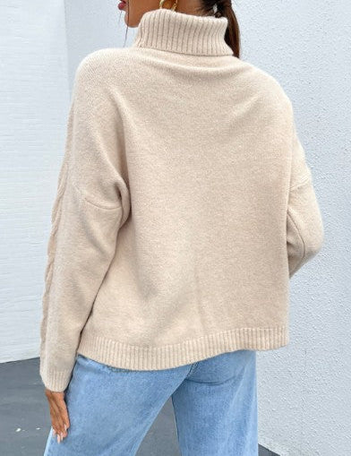 Loose-Fitting Acrylic Turtleneck Sweater - Chic and Casual 1