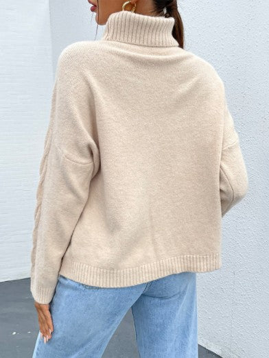 Loose-Fitting Acrylic Turtleneck Sweater - Chic and Casual 1