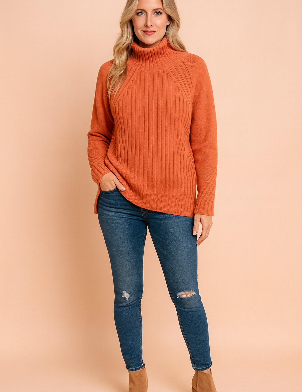Lynette | Cozy Ribbed Knit Sweater with High Neck 0
