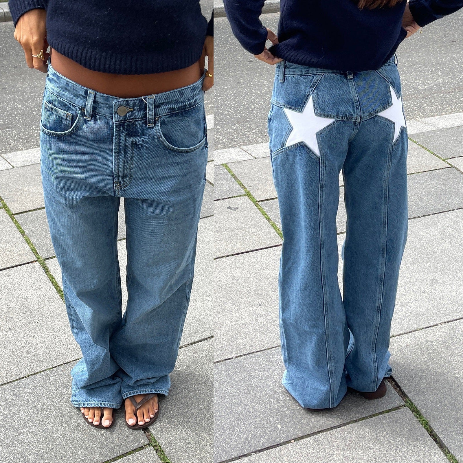 Mens Retro Patchwork Jeans Comfortable Fit 100% Cotton 10