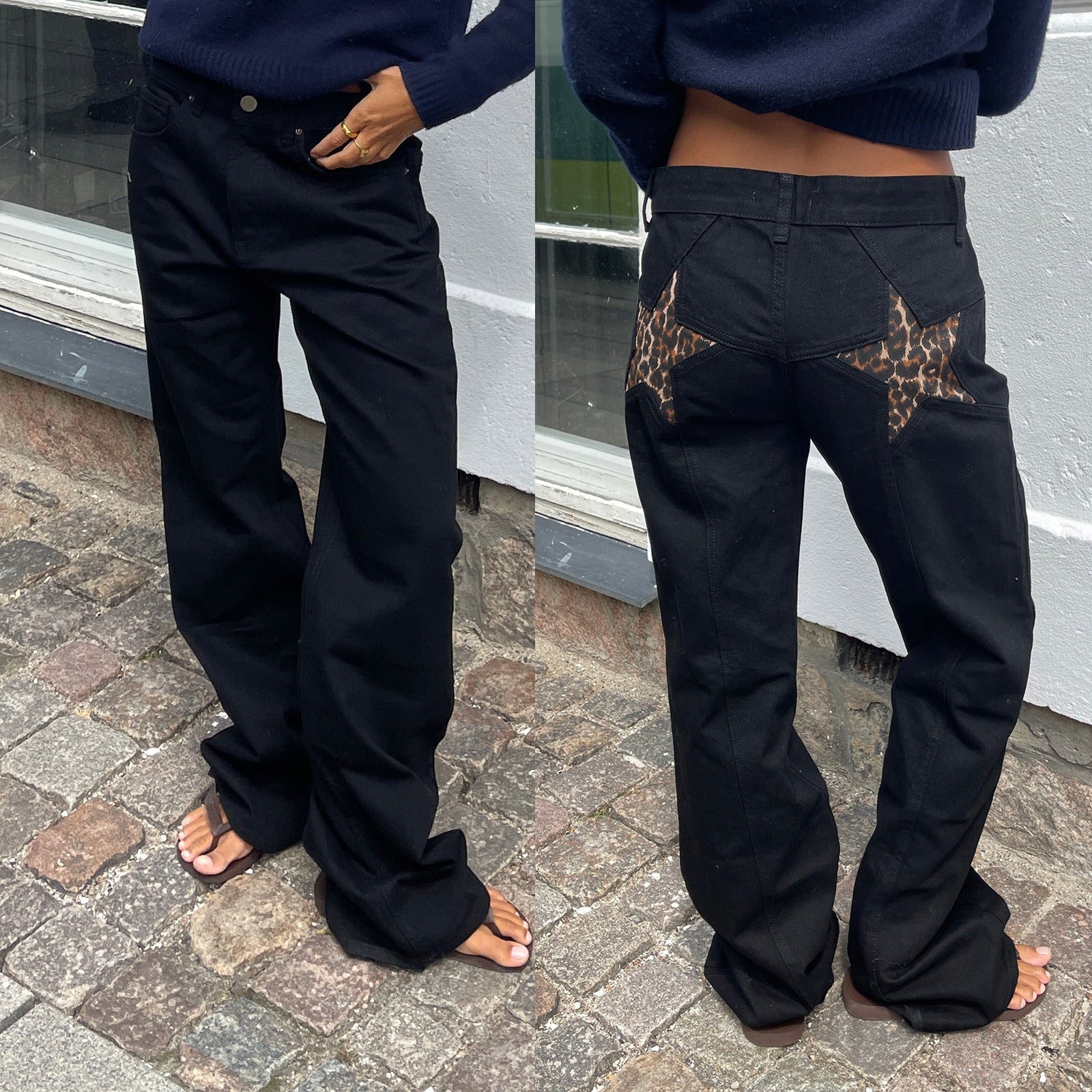 Mens Retro Patchwork Jeans Comfortable Fit 100% Cotton 6