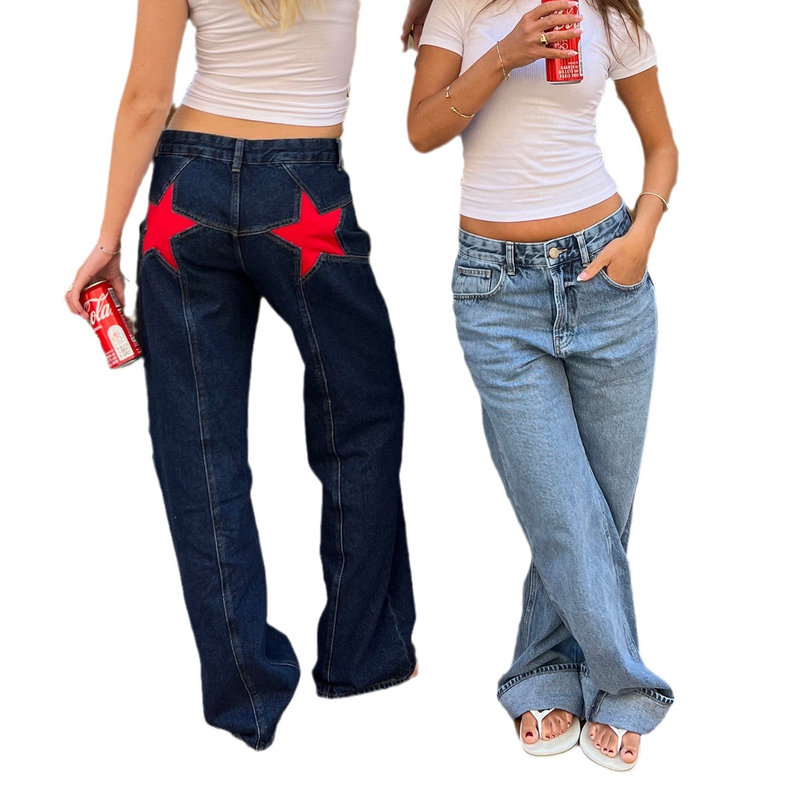 Mens Retro Patchwork Jeans Comfortable Fit 100% Cotton 4