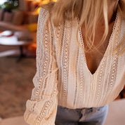 Womens Elegant Knit Top Casual V-Neck Blouse for Women 3