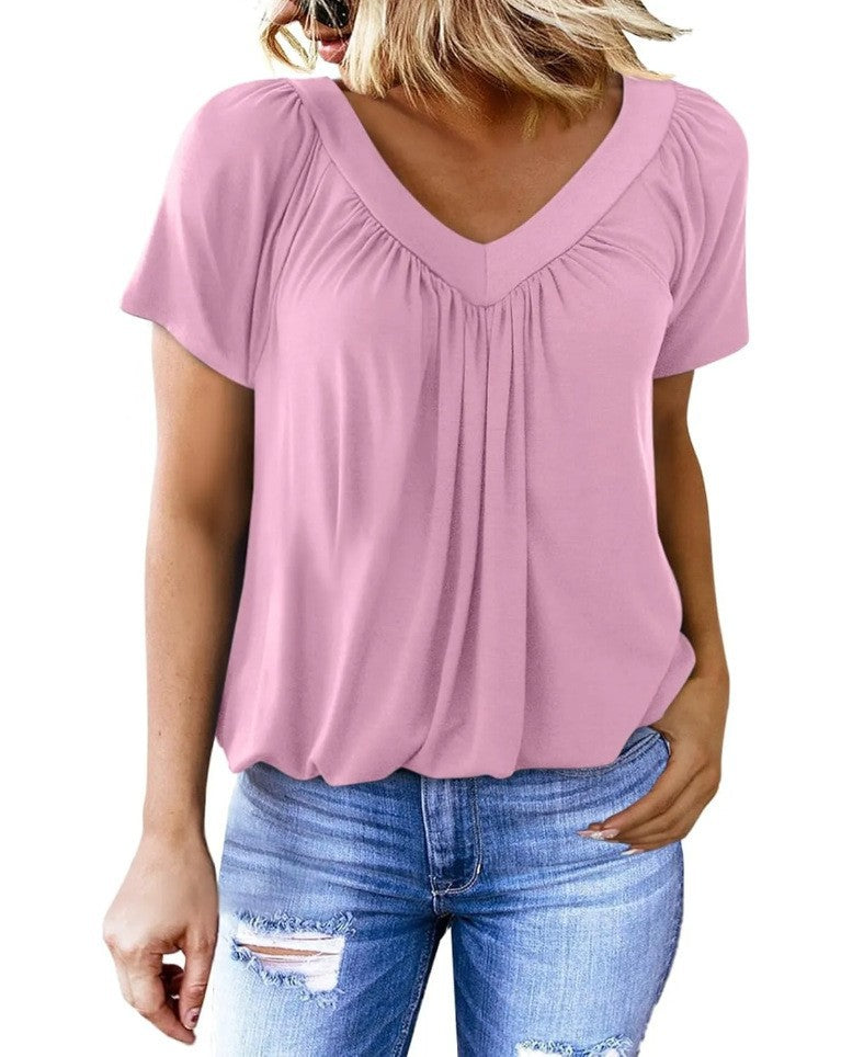 Womens Elegant V-Neck Blouse Lightweight Fluid Design for Everyday Wear 11