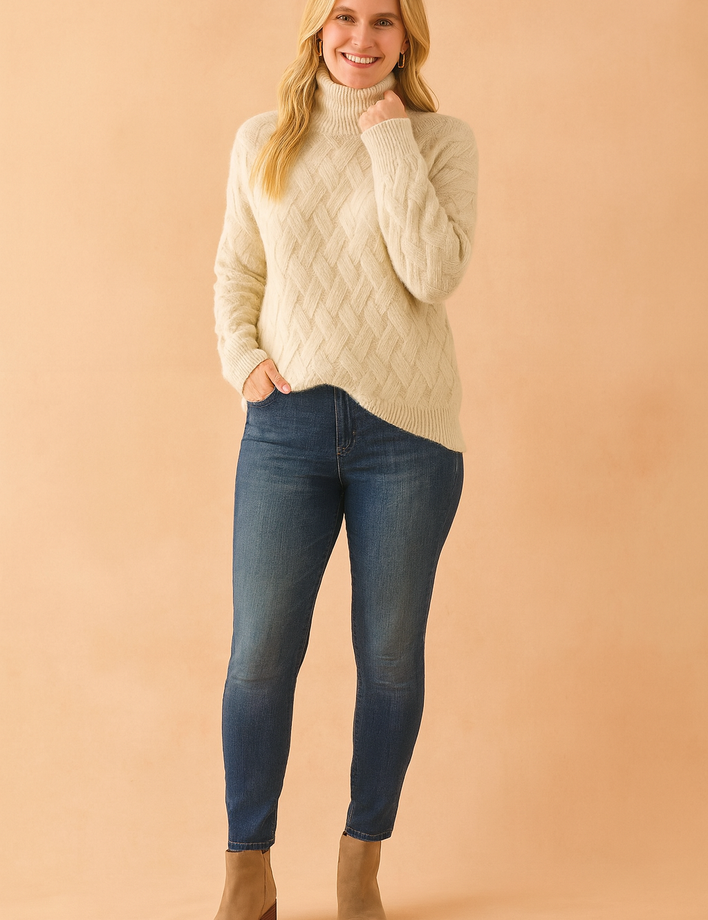 Orla | Turtleneck Sweater with Knit Pattern 1