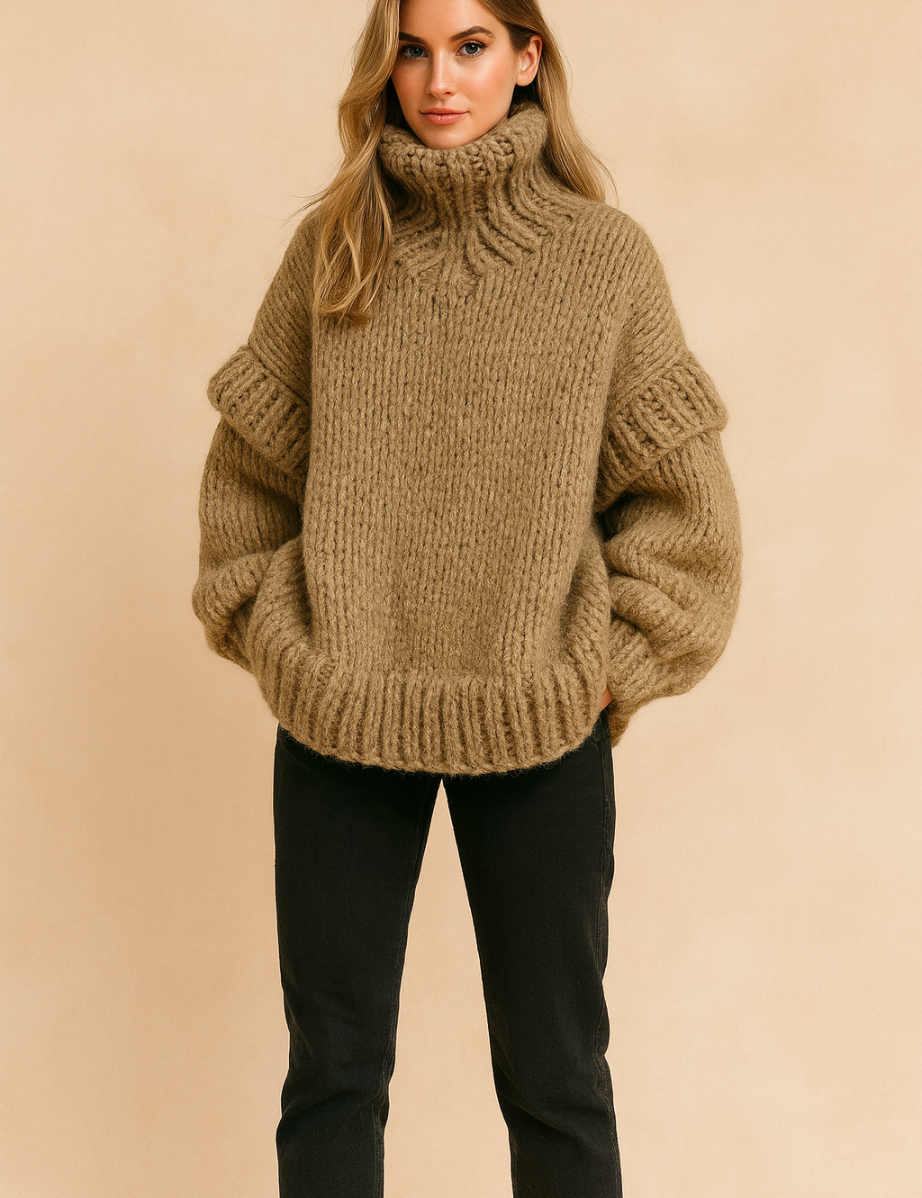 Oversize Chunky Knit Pullover | Warm Turtleneck Sweater 0
