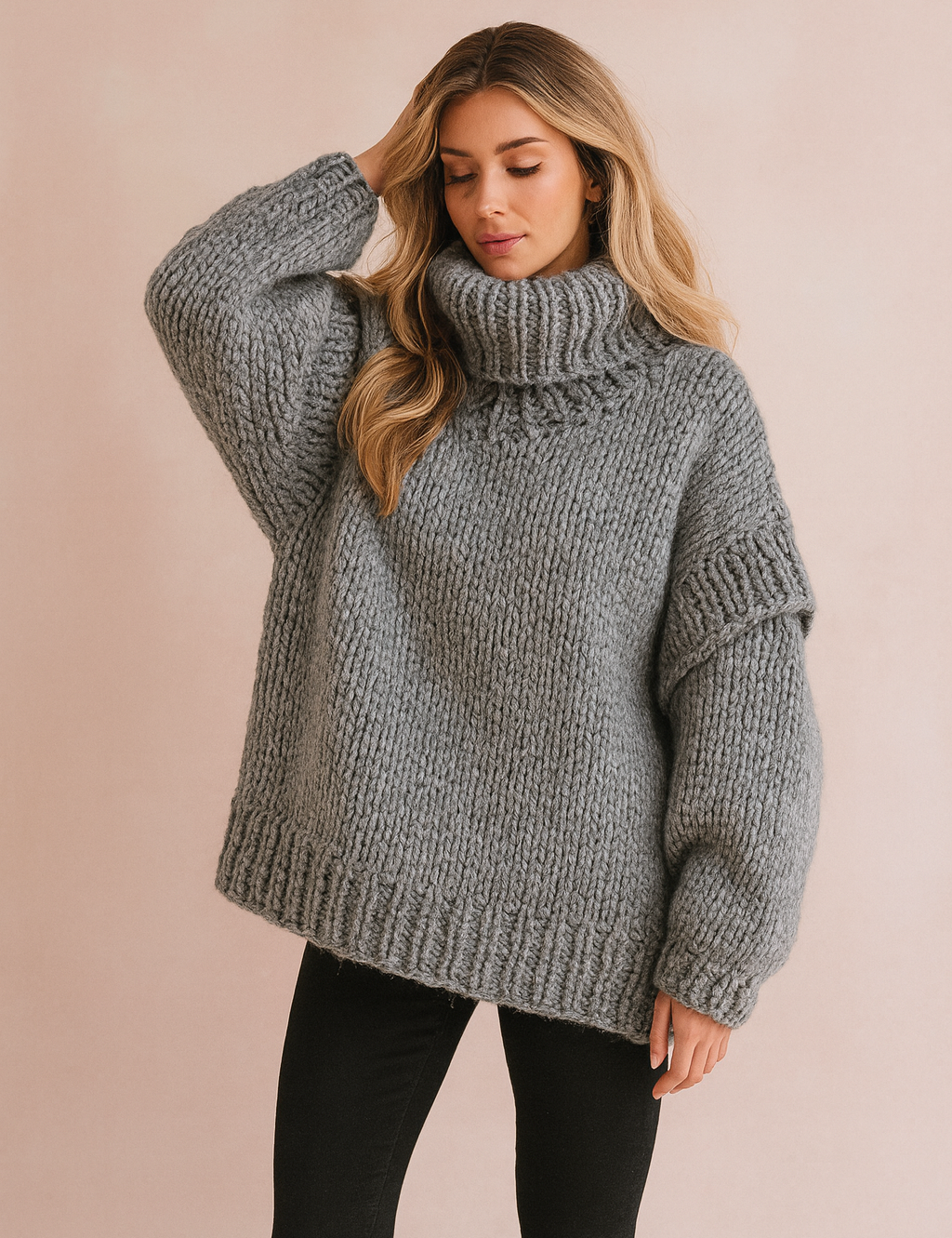 Oversize Chunky Knit Pullover | Warm Turtleneck Sweater 3