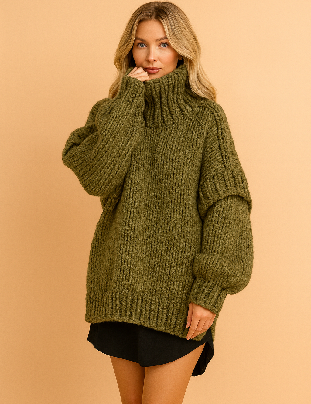 Oversize Chunky Knit Pullover | Warm Turtleneck Sweater 5