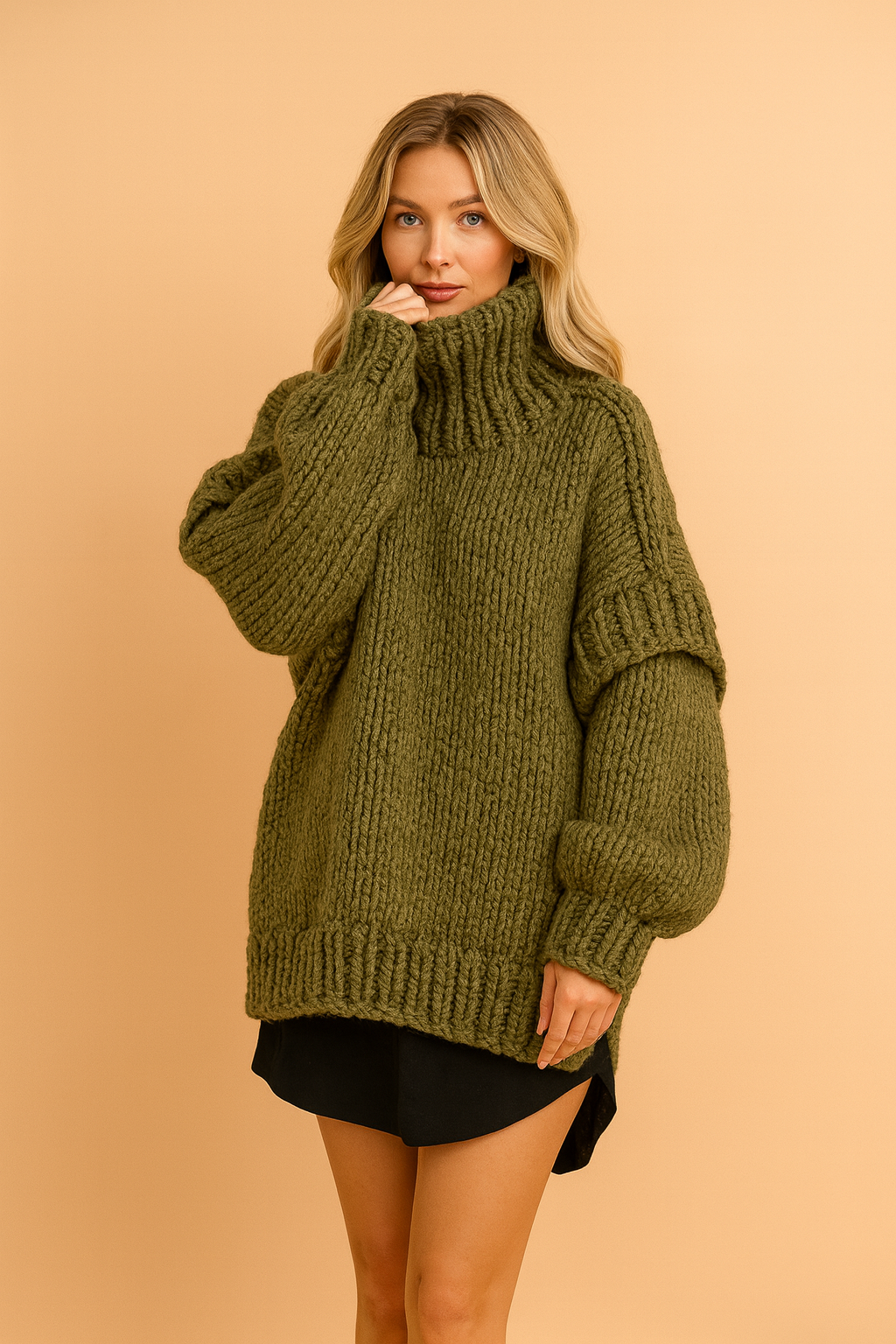 Oversize Chunky Knit Pullover | Warm Turtleneck Sweater 5