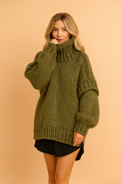 Oversize Chunky Knit Pullover | Warm Turtleneck Sweater 5