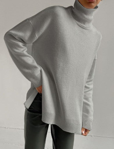 Oversized Long Turtleneck Sweater with Side Slit - 2025 4