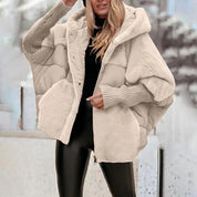 Womens Hooded Winter Coat - Casual Lightweight Patchwork Design with Long Sleeves for Warmth and Comfort 9
