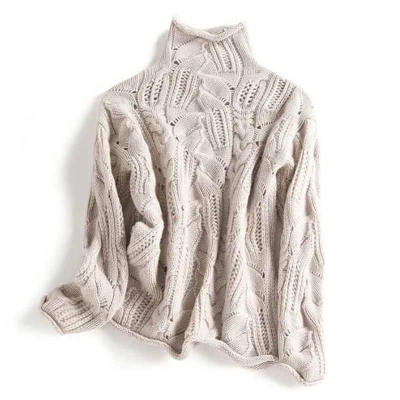 Womens Turtleneck Sweater Comfortable Knit Textured Design 6