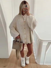 Womens Oversized Cardigan Sweater Comfortable Polyester Blend 2