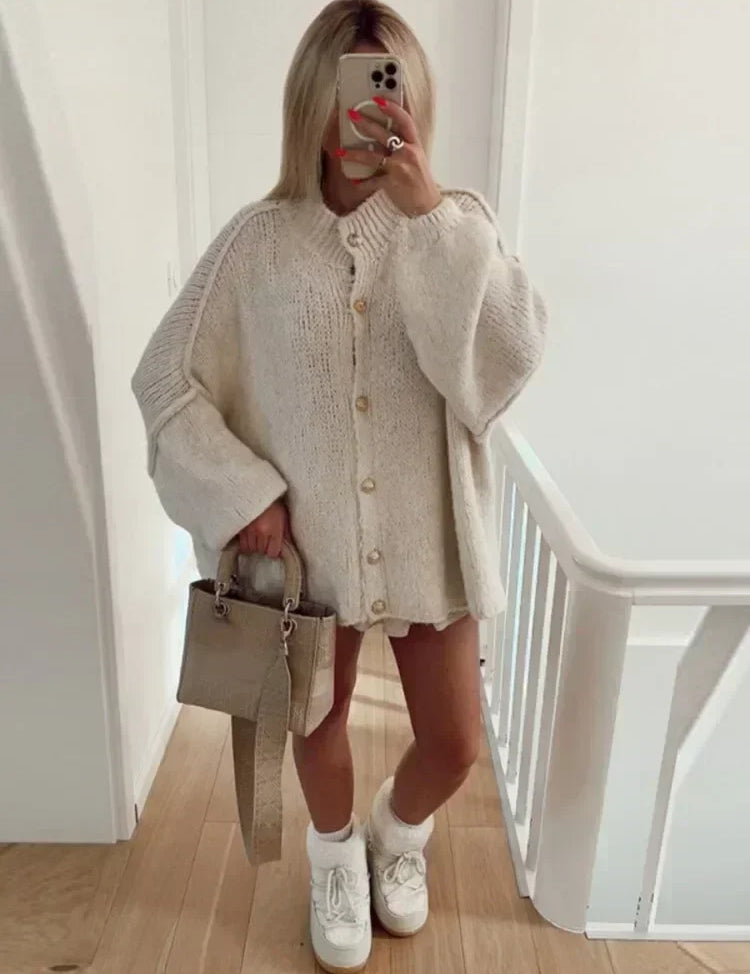 Womens Oversized Cardigan Sweater Comfortable Polyester Blend 2