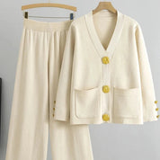 Womens Elegant Outfit Set Comfortable Wide Leg Pants and Long Sleeve Top Soft Fabric 1