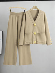 Womens Elegant Outfit Set Comfortable Wide Leg Pants and Long Sleeve Top Soft Fabric 5