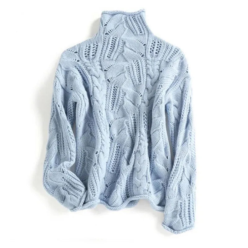 Womens Turtleneck Sweater Comfortable Knit Textured Design 2