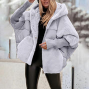 Womens Hooded Winter Coat - Casual Lightweight Patchwork Design with Long Sleeves for Warmth and Comfort 8