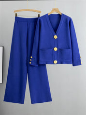 Womens Elegant Outfit Set Comfortable Wide Leg Pants and Long Sleeve Top Soft Fabric 6