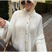 Womens Oversized Cardigan Sweater Comfortable Polyester Blend 1