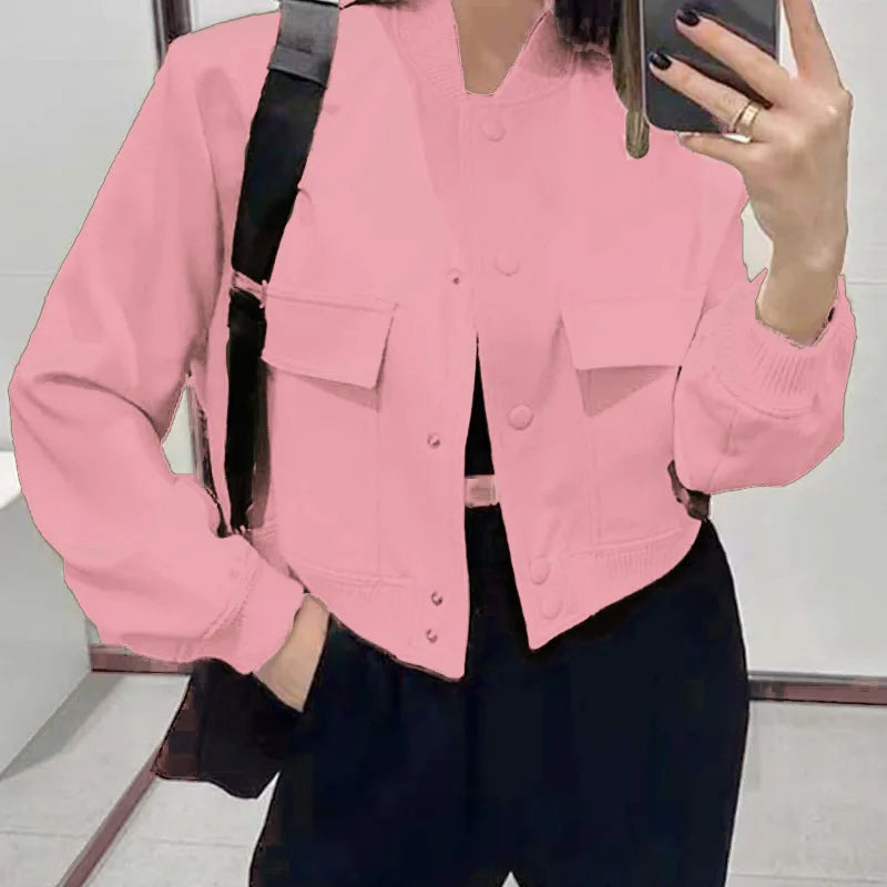 Womens Bomber Jacket – Stylish Long Sleeve with Zip Closure, Relaxed Fit, Vintage Aesthetic, High-Quality Fabric 4