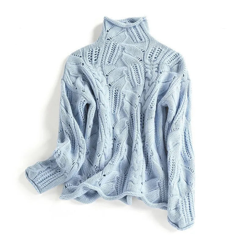 Womens Turtleneck Sweater Comfortable Knit Textured Design 1