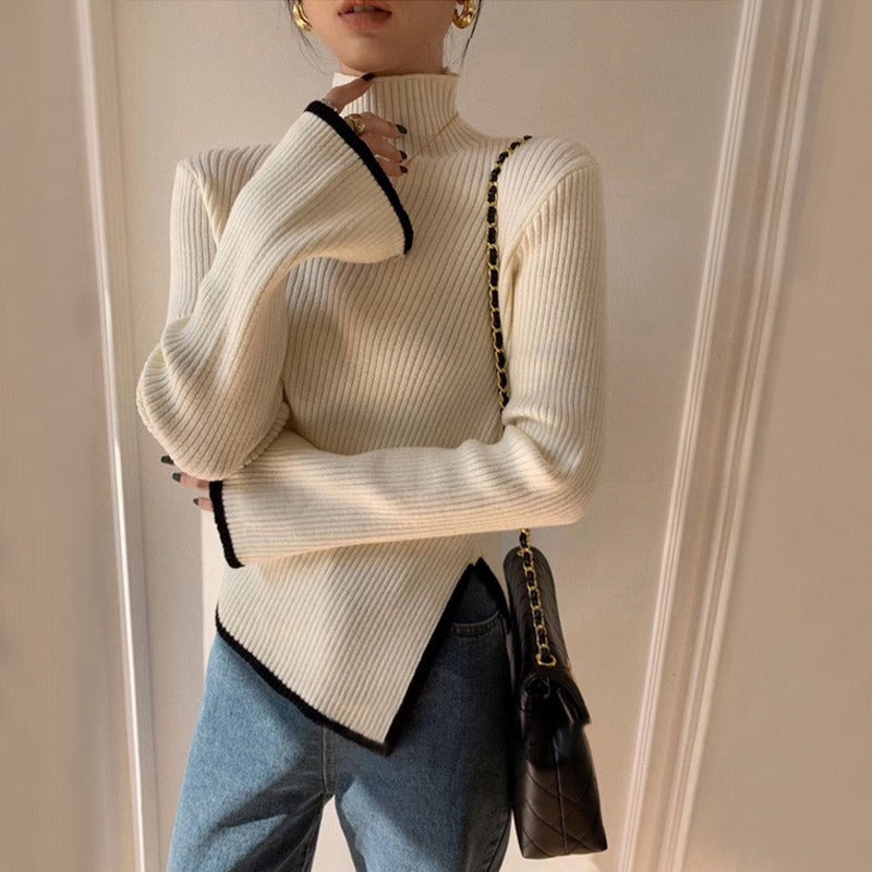 Turtleneck Drape Large Profile Sweater - Stripe Edition 1