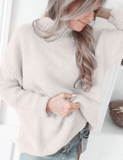 Women's Black Turtleneck Sweater Comfortable Bouclé Acrylic Blend 0