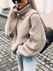 Women's Black Turtleneck Sweater Comfortable Cotton Blend 2
